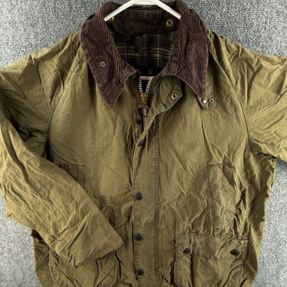 Barbour Bedale A100 Waxed Jacket Men Full Zip Green Outdoors Size 40 Hunting - Picture 1 of 16